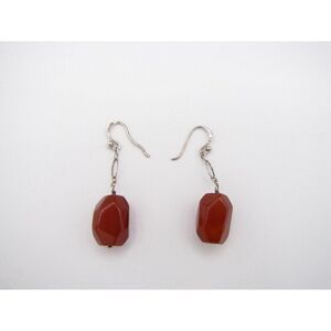 Barse Carnelian Dangle Bead Earrings Sterling Silver 925